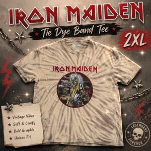 Iron Maiden Killers Eddie Tie Dye Graphic Band T Shirt Men 2XL Heavy Metal